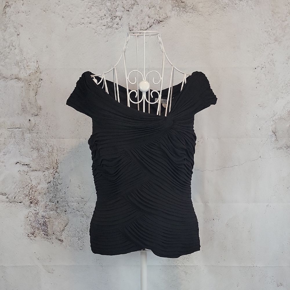 Cache Luxe Elegant Black Women's Special Occasion Top Size L
